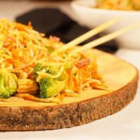 Street Side Chow Mein · Spicy. Thin eggless noodle, shredded vegetables, green chili sauce.