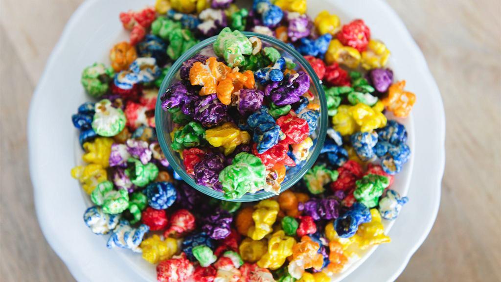 Rainbow · Rainbow Popcorn a cornucopia of cherry, orange, lemon, apple, blueberry, and grape flavors!