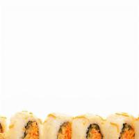 Spicy Crab Crunch · Spicy crab salad, cucumber, avocado rolled in tempura crunch, drizzled with spicy mayo and 
...