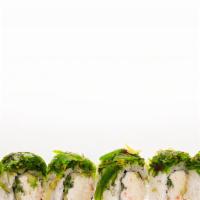 Medusa · Crab salad , tempura crunch, cucumber, avocado, topped with seaweed salad.