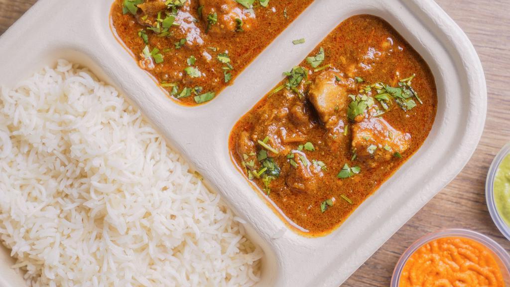 Chicken Saoji · Dairy free, halal, gluten free. Hot and spicy chicken curry made with special saoji masala known for its hot and spicy non-vegetarian delicacies. Gluten-free, soy-free, dairy-free, and halal.