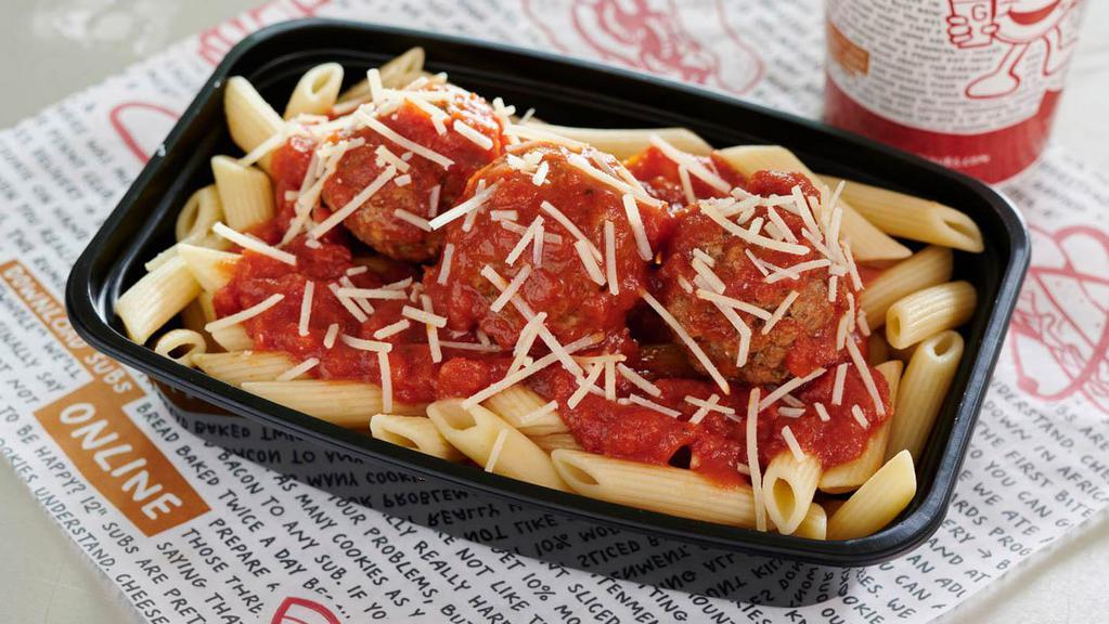 Pasta With Meatballs · ALL Goodcents To Go meals include a 50 cent donation to a local charity. Italian meatballs served over penne pasta and red sauce with Parmesan. (Must reheat to eat, not customizable).