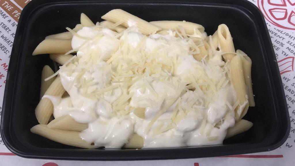 Kids Alfredo Pasta · Our classic penne pasta tossed with creamy Alfredo sauce and topped with Parmesan cheese. (Must reheat to eat, Not Customizable)