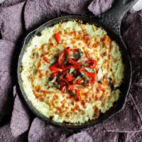 Artichoke Dip · Oven-baked blend of pesto & cream cheese, artichoke hearts, roasted red peppers & fresh basi...