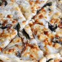 Humble Pie · Olive oil & garlic, spinach, mozzarella, Asiago, Fontina & ricotta cheeses. (cal 210-420 / s...