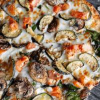 Mackenzie River · Olive oil & garlic, spinach, roasted zucchini, mushrooms, tomatoes & mozzarella, dusted with...