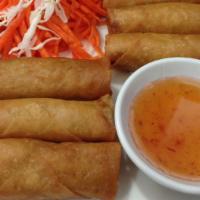 Spring Roll · Mixed vegetables enveloped in spring roll wrapper and deep-fried to a golden brown. Served w...