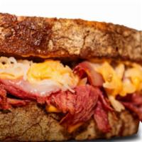 Bison Reuben Sub · High Plains Corned Bison topped with sauerkraut, Swiss cheese and 1000 Island dressing on to...