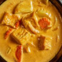 Yellow Curry · D E Thai Kitchen favorite: Yellow curry paste with potatoes, carrot, onion and coconut milk....