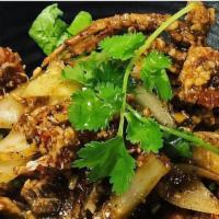 Garlic Pepper Soft Shell Crabs · Stir fry two crabs in garlic pepper sauce. Comes with white rice.