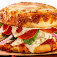 Italian Stallion · A fresh-baked 6-cheese artisan roll with grilled chicken, pepperoni, melted swiss cheese, sp...
