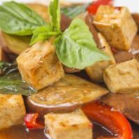 Fried Tofu · Tofu deep-fried to golden brown. Serving with sweet and sour sauce top with ground peanuts.