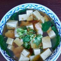 Spinach & Tofu Soup · Spinach and white tofu soup with chicken and prawns.