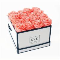 Fidelity Rose Arrangement (Apricot Roses/White Box) · The Fidelity arrangement contains sixteen Apricot Premium Preserved Roses in a 7