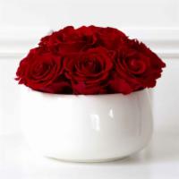 Sonoma Rose Arrangement With Red Roses · Sonoma includes the most beautiful Premium Preserved Roses, hand-crafted in a creamy white c...