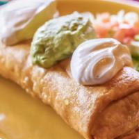Original Chimi · Your choice of original filling wrapped in a flour tortilla, deep fried, and topped with sou...