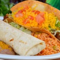 Combo Grande · Choose one item and either a Cheese Chile Relleno OR an Original Burrito. Served with two si...