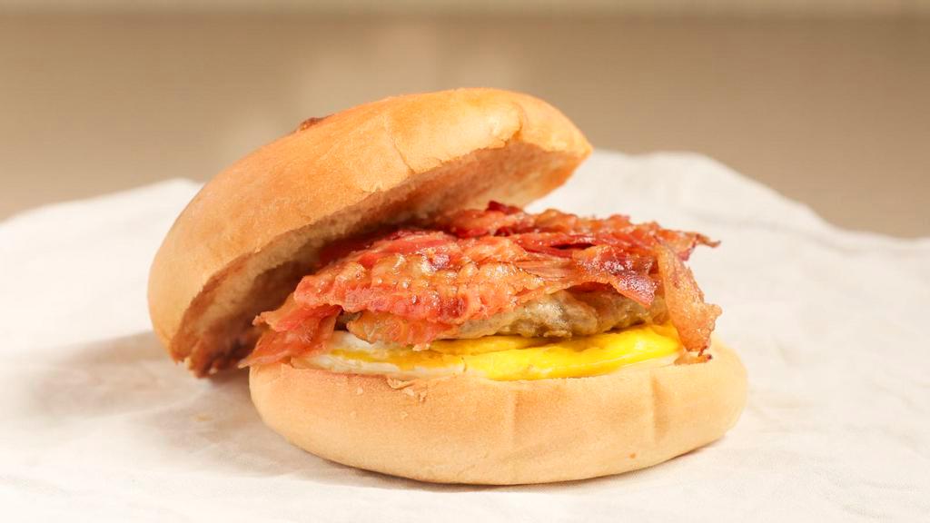 (Breakfast) Bagel Sandwich · Bagel with egg and cheese and your choice of ham, sausage, or bacon