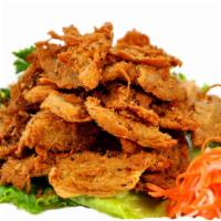 Golden Beauty · Spicy. Crispy non-GMO soy protein and lemongrass with spicy seasoning, served on chopped let...