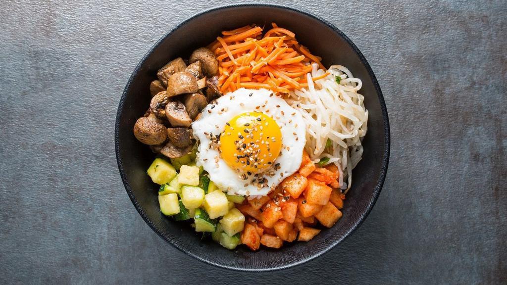 Bibimbap · Our traditional home-style rice bowl mixed with carefully prepared vegetables, expertly marinated and roasted meats, and topped with a fried egg. Our Bibimbap Chicken & Tofu is now Gluten Free! Healthy food exceptional flavors!