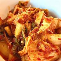 Napa Kimchi  · Most traditional napa cabbage kimchi. Contains fish sauce.
