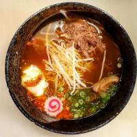Flavorsome Ramen · Beef stock slow simmered for over 12hrs to extract savory flavor broth. Served with succulen...