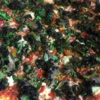Vegan Kale Blazer · Follow Your Heart vegan mozzarella, house cashew ricotta, kale, vegan sausage, garlic, hot p...