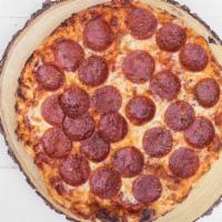 Pepperoni Pizza · Garlic, marinara, mozzarella, and pepperoni.