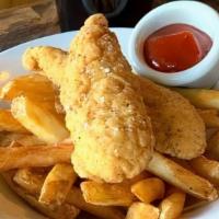 Kid'S Tenders · Homestyle breaded chicken tenders and fries served with ketchup.
