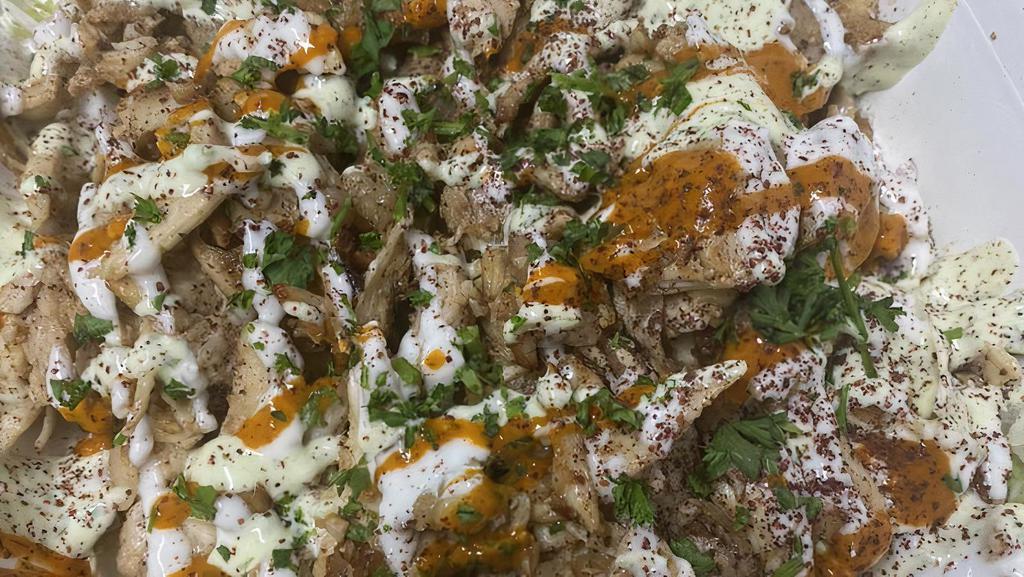 Chicken Plate · Chicken rice salad pita bread hummus taziki