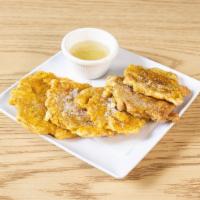 Sttufed Fried Green Plantains · With ground beef.