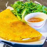 Bánh Xèo · 1 X-Large Savory Crepes Filled with Beansprouts, Shrimp, and BBQ Pork.