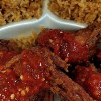 Fried Chicken Wing Lunch · Served with choice of side and rice.
