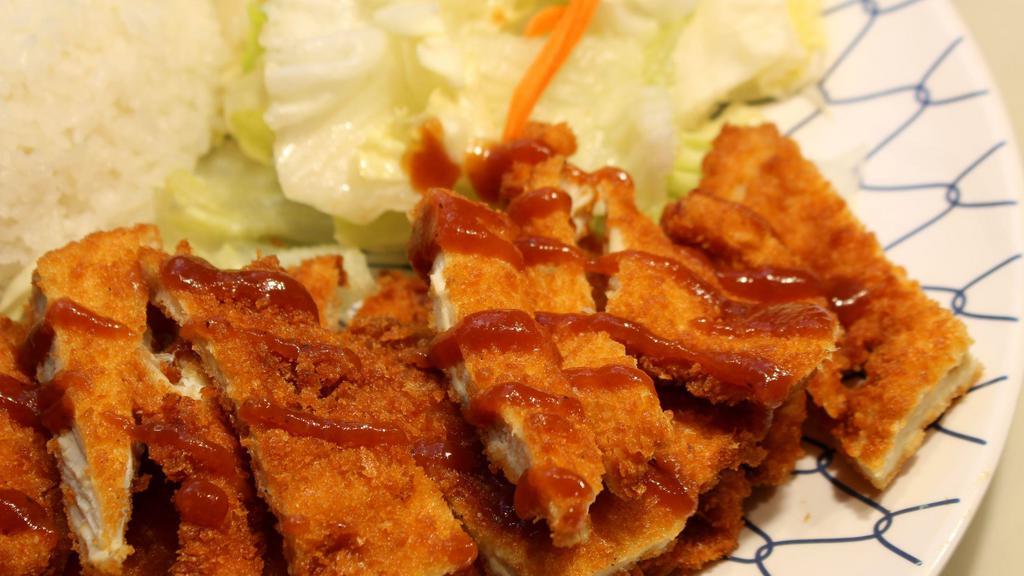 Chicken Katsu (Breast Meat) · Battered, breaded and deep fried pieces of juicy meat cutlets with katsu sauce.