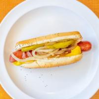 Polish Sausage (Maxwell Street) · Grilled onions, mustard and sport peppers served on steamed poppy seed bun.