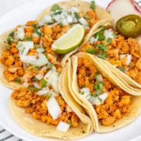 Tacos · Each taco, has two tortillas, steak beef, or grilled beef, onion and cilantro