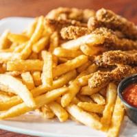 Finger Steaks · House cut steak strips tossed in light panko breading and flash-fried. Served with horseradi...