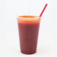 Vampiro · this is a natural juice prepared with orange beetroot carrots with tajin and lemon