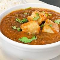 Paneer Manchurian · Crispy paneer in a tangy onion, garlic, ginger, and soy sauce. Served with steamed rice.