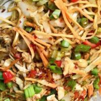 Chicken Hakka Noodles · Wok-fried noodles with chicken, veggies, and Indo-Chinese sauce.
