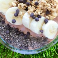 The Mud Bowl · Cacao, bananas, almond milk & peanut butter topped with granola, chia seeds, almonds and cho...