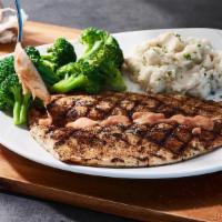 Rainbow Trout  · Lightly seasoned and wood-grilled, served with choice of sauce and two signature sides.
