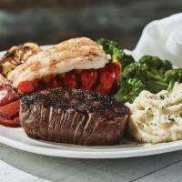 Filet & Lobster Tail  · 7oz USDA filet mignon paired with seasoned and steamed lobster tail