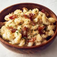 Bacon Mac & Cheese · Delicious, creamy, cheesy, macaroni topped with bacon and breadcrumbs