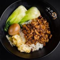 Minced Pork Over Rice · All rice dishes include an egg, Taiwanese style kimchi, and vegetables.