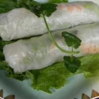 Thai Spring Roll · 2 pieces. A rice paper wrap filled with shrimp, lettuce, and rice noodles. Served with Thai ...