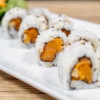 Spicy Salmon Roll · Spicy salmon, tempura crunch.