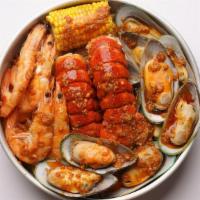 Combo 2 · Includes Lobster tails (9oz), Green Mussels (1 pound), Jumbo Shrimp (1 pound), and 3 pieces ...