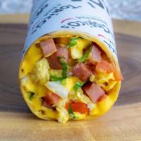 Ranchero Breakfast Burrito · Ham, pico de gallo, egg and cheese.