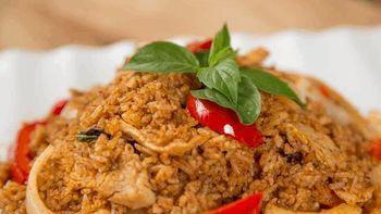 Chili Fried Rice · Stir-fried jasmine with egg, onion, chili paste, basil, red bell pepper.